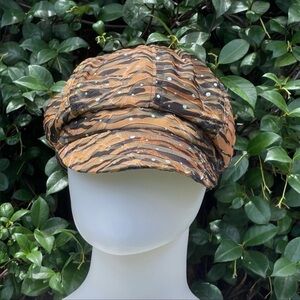 Embellished Pageboy Cap Animal Print Rhinestones